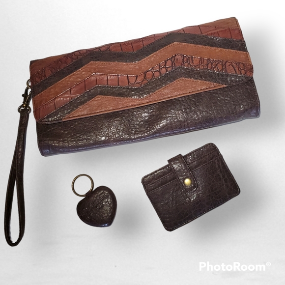 Jessica Simpson clutch purse wristlet 3 piece removable keyring credit card case - Picture 3 of 12